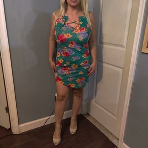 Green Mini Floral Dress